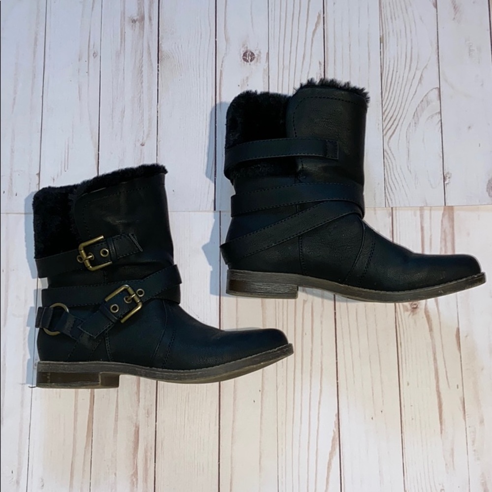 Black combat boots